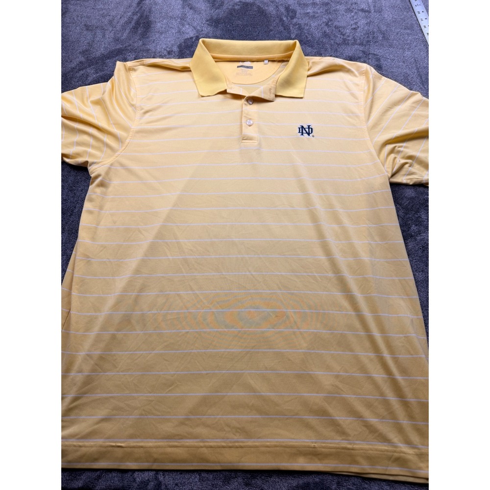 Cutter & Buck Notre Dame‎ Fighting Irish Polo Shirt Mens XXL Yellow Striped Golf